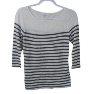 𝅺ANN Taylor Loft Elbow Sleeve Gray Striped Top
